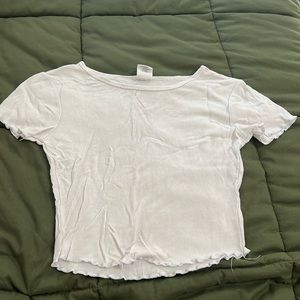 White Lettuce-edged Crop Top